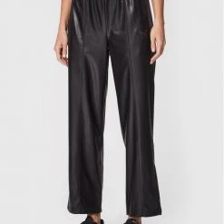 Puma Γυναίκες Δερμάτινα Παντελόνια Παντελόνι από απομίμηση δέρματος T7 535692 Μαύρο Regular Fit Μαύρο