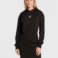 Puma Γυναίκες Πλεκτά Φορέματα Φόρεμα υφασμάτινο Classics 535687 Μαύρο Relaxed Fit Μαύρο