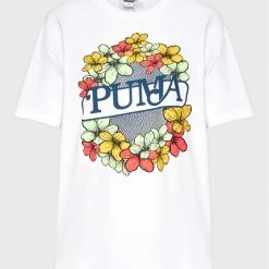 Puma Γυναίκες T-shirts T-Shirt Graphic Basketball 536198 Λευκό Regular Fit Λευκό