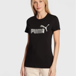 Puma Γυναίκες T-shirts T-Shirt Essentials+ Metallic Logo 848303 Μαύρο Regular Fit Μαύρο