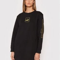 Puma Γυναίκες Πλεκτά Φορέματα Φόρεμα υφασμάτινο Hollday 589550 Μαύρο Regular Fit Μαύρο