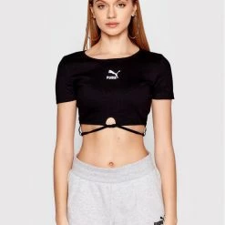 Puma Γυναίκες Μπλουζάκια Μπλουζάκι Classics Ribbed 533450 Μαύρο Slim Fit Μαύρο