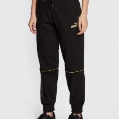 Puma Γυναίκες Παντελόνια Φόρμας Παντελόνι φόρμας Power Deco Glam 671758 Μαύρο Regular Fit Μαύρο