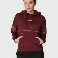 Puma Γυναίκες Μπλούζες Μπλούζα Power Deco Glam 671756 Μπορντό Regular Fit Μπορντό